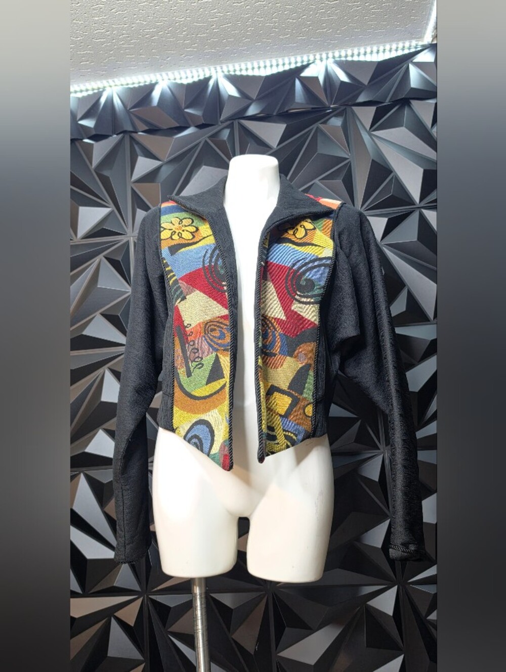 Open front Jacket with Multicolor Abstract Panel - Picture 5 of 5
